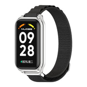 For Xiaomi Smart Band 8 Active / Redmi Band 2 Mijobs Metal Shell Nylon Breathable Watch Band(Black Silver)