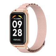 For Xiaomi Smart Band 8 Active / Redmi Band 2 Mijobs Metal Shell Nylon Breathable Watch Band(Pink Rose Gold)