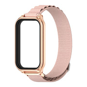 For Xiaomi Smart Band 8 Active / Redmi Band 2 Mijobs Metal Shell Nylon Breathable Watch Band(Pink Rose Gold)