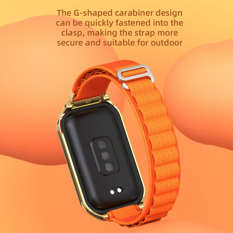 For Xiaomi Smart Band 8 Active / Redmi Band 2 Mijobs Metal Shell Nylon Breathable Watch Band(Black Silver)