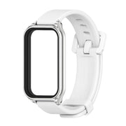 For Xiaomi Smart Band 8 Active / Redmi Band 2 Mijobs Metal Shell Silicone Watch Band(White Silver)