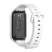For Xiaomi Smart Band 8 Active / Redmi Band 2 Mijobs Metal Shell Silicone Watch Band(White Silver)