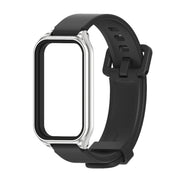 For Xiaomi Smart Band 8 Active / Redmi Band 2 Mijobs Metal Shell Silicone Watch Band(Black Silver)