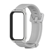 For Xiaomi Smart Band 8 Active / Redmi Band 2 Mijobs Metal Shell Silicone Watch Band(Grey Silver)