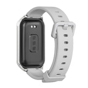 For Xiaomi Smart Band 8 Active / Redmi Band 2 Mijobs Metal Shell Silicone Watch Band(Grey Silver)