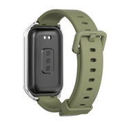 For Xiaomi Smart Band 8 Active / Redmi Band 2 Mijobs Metal Shell Silicone Watch Band(Army Green Silver)