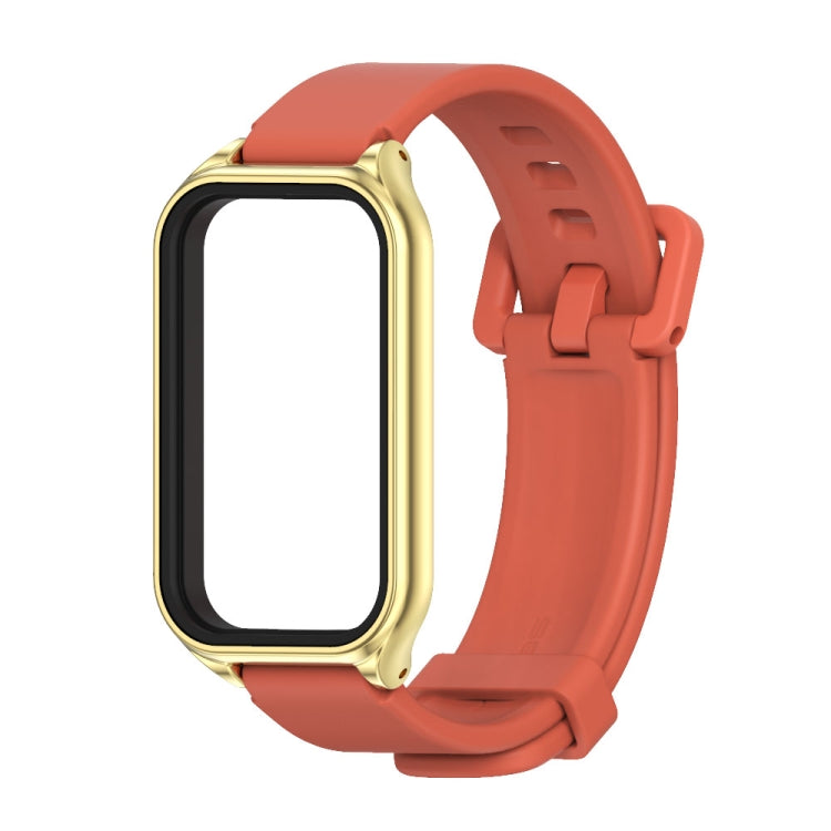 For Xiaomi Smart Band 8 Active / Redmi Band 2 Mijobs Metal Shell Silicone Watch Band(Orange Gold)