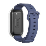 For Xiaomi Smart Band 8 Active / Redmi Band 2 Mijobs Metal Shell Silicone Watch Band(Midnight Blue Silver)