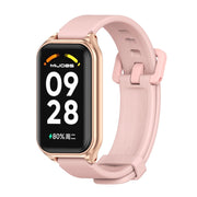 For Xiaomi Smart Band 8 Active / Redmi Band 2 Mijobs Metal Shell Silicone Watch Band(Pink Rose Gold)