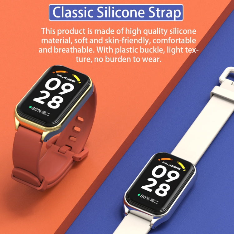 For Xiaomi Smart Band 8 Active / Redmi Band 2 Mijobs Metal Shell Silicone Watch Band(Orange Gold)