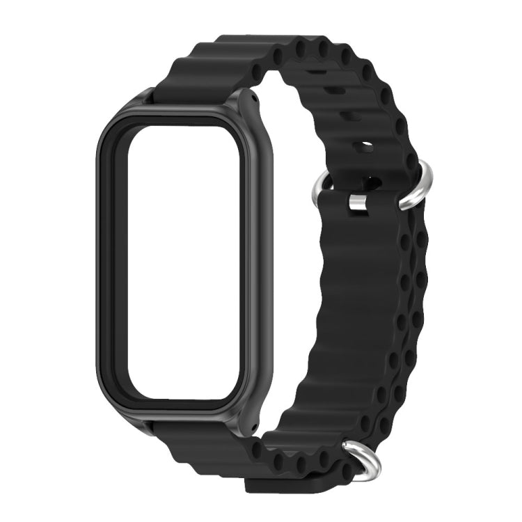 For Xiaomi Smart Band 8 Active / Redmi Band 2 Mijobs Metal Shell Ocean Silicone Watch Band(Black)