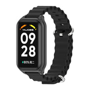 For Xiaomi Smart Band 8 Active / Redmi Band 2 Mijobs Metal Shell Ocean Silicone Watch Band(Black)