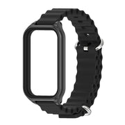 For Xiaomi Smart Band 8 Active / Redmi Band 2 Mijobs Metal Shell Ocean Silicone Watch Band(Black)