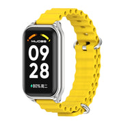 For Xiaomi Smart Band 8 Active / Redmi Band 2 Mijobs Metal Shell Ocean Silicone Watch Band(Yellow Silver)