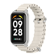 For Xiaomi Smart Band 8 Active / Redmi Band 2 Mijobs Metal Shell Ocean Silicone Watch Band(Grey Silver)