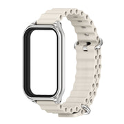 For Xiaomi Smart Band 8 Active / Redmi Band 2 Mijobs Metal Shell Ocean Silicone Watch Band(Grey Silver)