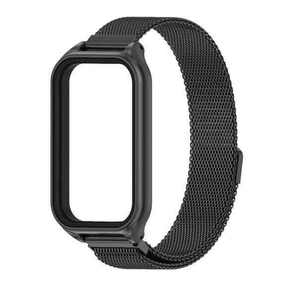 For Xiaomi Smart Band 8 Active / Redmi Band 2 Mijobs Metal Shell + Milan Magnetic Metal Watch Band(Black)