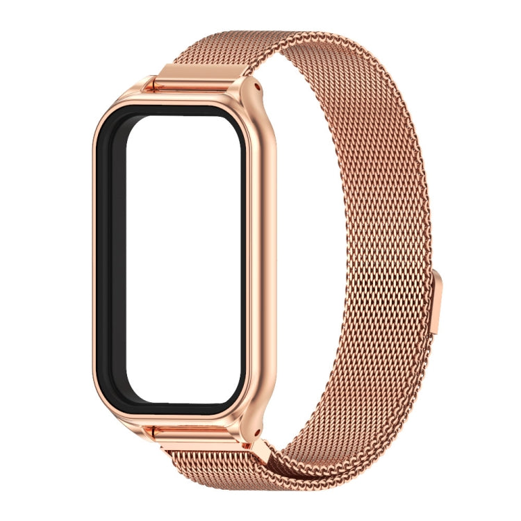 For Xiaomi Smart Band 8 Active / Redmi Band 2 Mijobs Metal Shell + Milan Magnetic Metal Watch Band(Rose Gold)