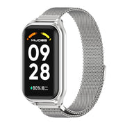 For Xiaomi Smart Band 8 Active / Redmi Band 2 Mijobs Metal Shell + Milan Magnetic Metal Watch Band(Silver)