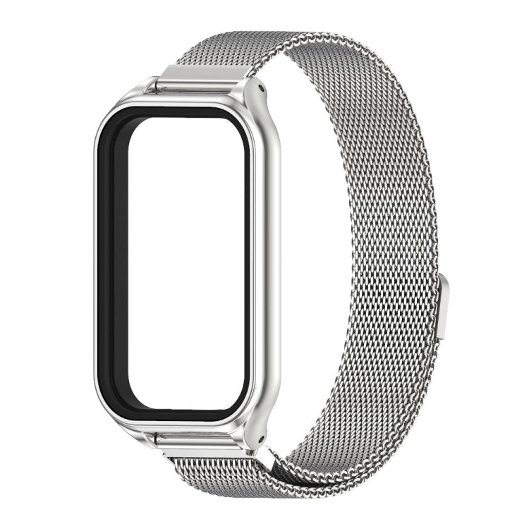 For Xiaomi Smart Band 8 Active / Redmi Band 2 Mijobs Metal Shell + Milan Magnetic Metal Watch Band(Silver)