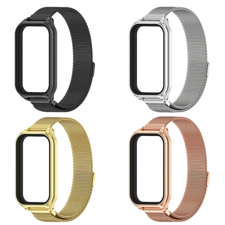 For Xiaomi Smart Band 8 Active / Redmi Band 2 Mijobs Metal Shell + Milan Magnetic Metal Watch Band(Silver)