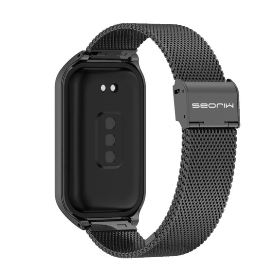 For Xiaomi Smart Band 8 Active / Redmi Band 2 Mijobs Metal Shell + Milan Buckle Metal Watch Band(Black)
