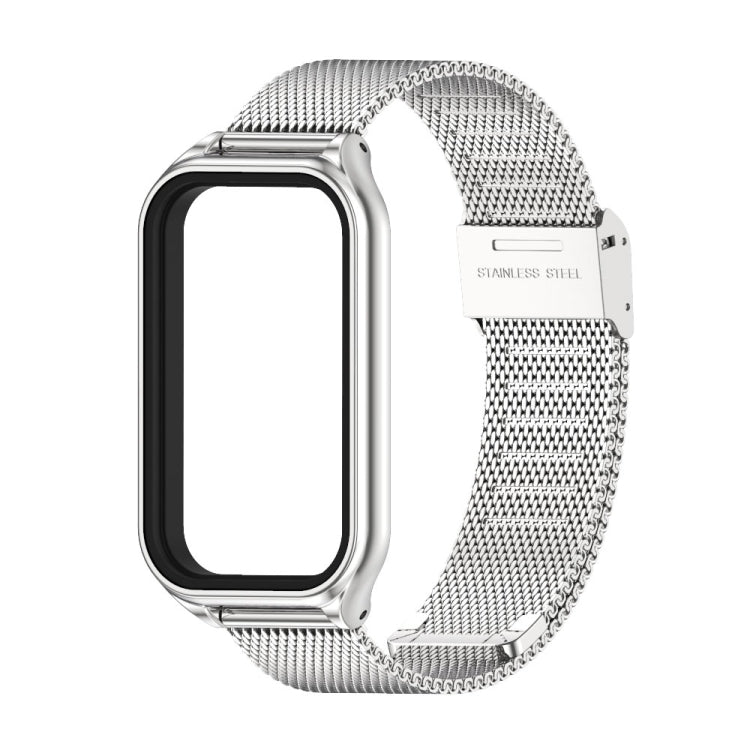For Xiaomi Smart Band 8 Active / Redmi Band 2 Mijobs Metal Shell + Milan Buckle Metal Watch Band(Silver)