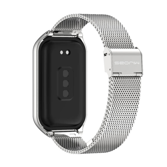 For Xiaomi Smart Band 8 Active / Redmi Band 2 Mijobs Metal Shell + Milan Buckle Metal Watch Band(Silver)