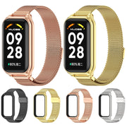 For Xiaomi Smart Band 8 Active / Redmi Band 2 Mijobs Metal Shell + Milan Buckle Metal Watch Band(Gold)