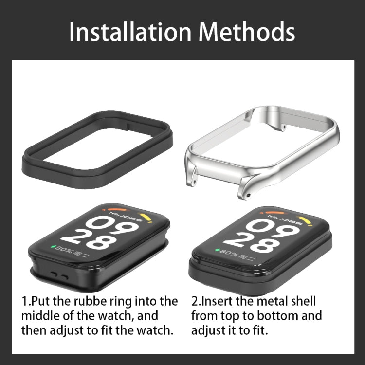 For Xiaomi Smart Band 8 Active / Redmi Band 2 Mijobs Metal Shell + Milan Buckle Metal Watch Band(Silver)