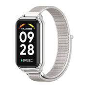 For Xiaomi Smart Band 8 Active / Redmi Band 2 Mijobs Metal Shell Breathable Nylon Loop Watch Band(Sea Shell Silver)