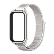 For Xiaomi Smart Band 8 Active / Redmi Band 2 Mijobs Metal Shell Breathable Nylon Loop Watch Band(Sea Shell Silver)