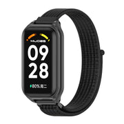 For Xiaomi Smart Band 8 Active / Redmi Band 2 Mijobs Metal Shell Breathable Nylon Loop Watch Band(Black)