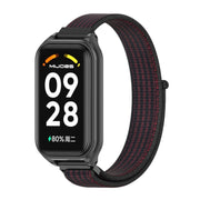 For Xiaomi Smart Band 8 Active / Redmi Band 2 Mijobs Metal Shell Breathable Nylon Loop Watch Band(Black Red)