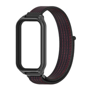 For Xiaomi Smart Band 8 Active / Redmi Band 2 Mijobs Metal Shell Breathable Nylon Loop Watch Band(Black Red)