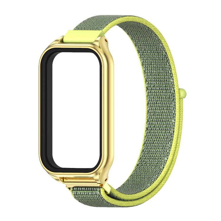 For Xiaomi Smart Band 8 Active / Redmi Band 2 Mijobs Metal Shell Breathable Nylon Loop Watch Band(Bright Yellow Gold)