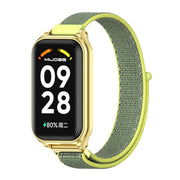 For Xiaomi Smart Band 8 Active / Redmi Band 2 Mijobs Metal Shell Breathable Nylon Loop Watch Band(Bright Yellow Gold)