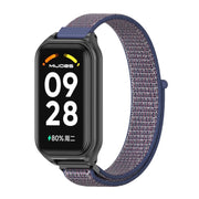 For Xiaomi Smart Band 8 Active / Redmi Band 2 Mijobs Metal Shell Breathable Nylon Loop Watch Band(Midnight Blue Black)