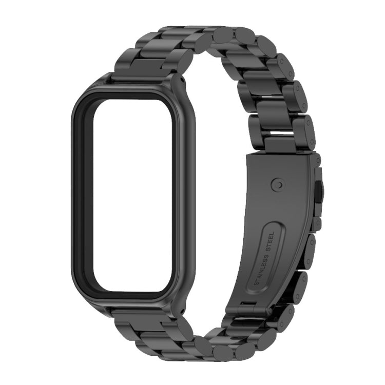 For Xiaomi Smart Band 8 Active / Redmi Band 2 Mijobs Metal Shell + Three-Bead Stainless Steel Watch Band(Black)