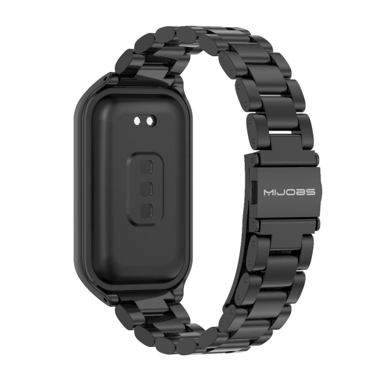 For Xiaomi Smart Band 8 Active / Redmi Band 2 Mijobs Metal Shell + Three-Bead Stainless Steel Watch Band(Black)
