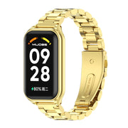 For Xiaomi Smart Band 8 Active / Redmi Band 2 Mijobs Metal Shell + Three-Bead Stainless Steel Watch Band(Gold)