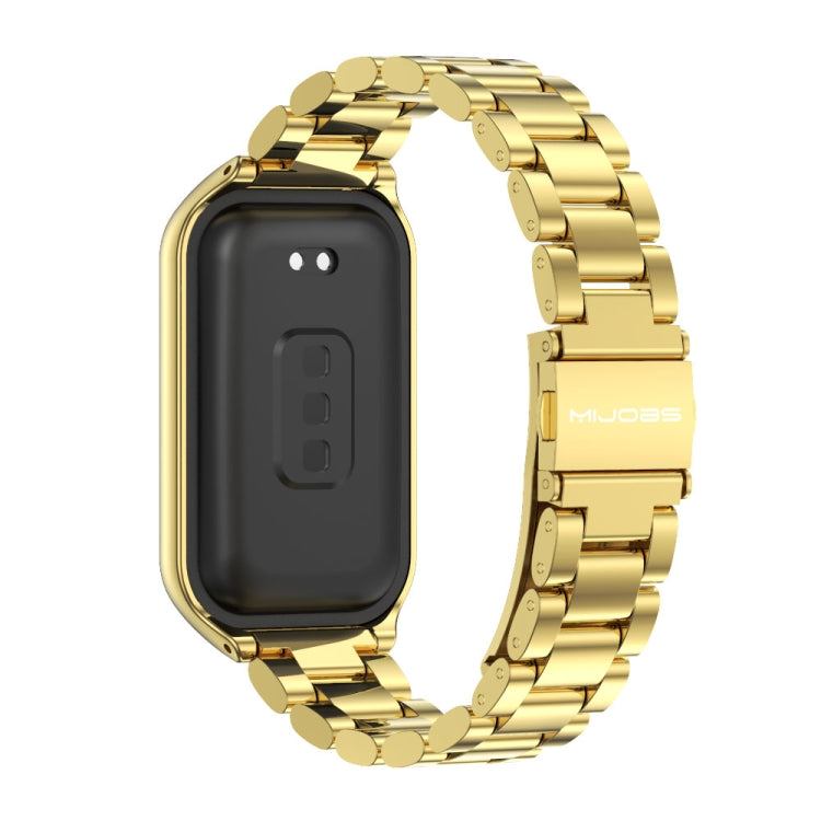 For Xiaomi Smart Band 8 Active / Redmi Band 2 Mijobs Metal Shell + Three-Bead Stainless Steel Watch Band(Gold)