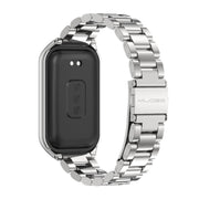 For Xiaomi Smart Band 8 Active / Redmi Band 2 Mijobs Metal Shell + Three-Bead Stainless Steel Watch Band(Silver)