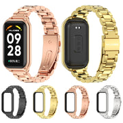 For Xiaomi Smart Band 8 Active / Redmi Band 2 Mijobs Metal Shell + Three-Bead Stainless Steel Watch Band(Black)