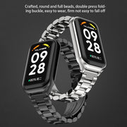 For Xiaomi Smart Band 8 Active / Redmi Band 2 Mijobs Metal Shell + Three-Bead Stainless Steel Watch Band(Silver)