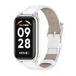 For Xiaomi Smart Band 8 Active / Redmi Band 2 Mijobs Metal Shell Genuine Leather Watch Band(White Silver) - free shipping - PMC TechLife - Order now!