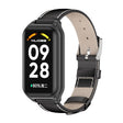 For Xiaomi Smart Band 8 Active / Redmi Band 2 Mijobs Metal Shell Genuine Leather Watch Band(Black) - Watch Bands by MIJOBS | Online Shopping South Africa | PMC TechLife | Buy Now Pay Later Mobicred
