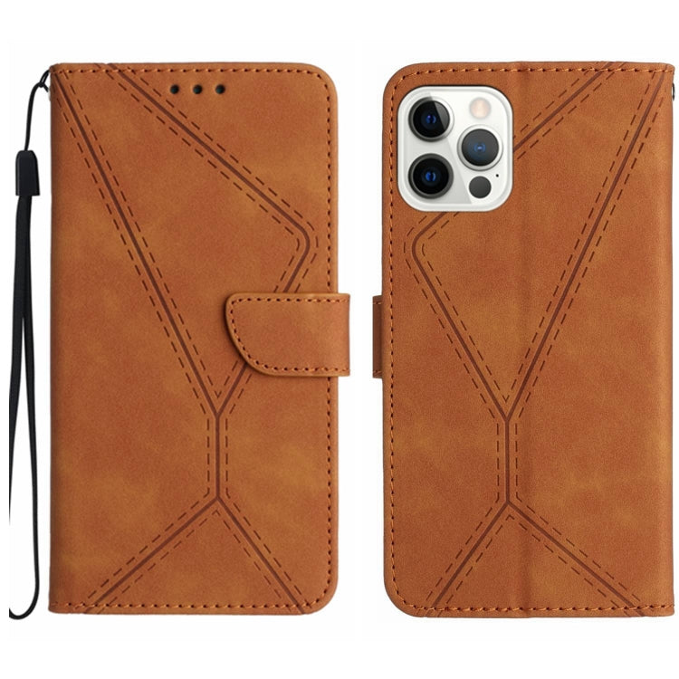 For iPhone 14 Pro Stitching Embossed Leather Phone Case(Brown)