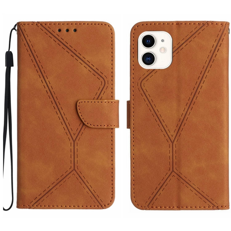 For iPhone 11 Stitching Embossed Leather Phone Case(Brown)