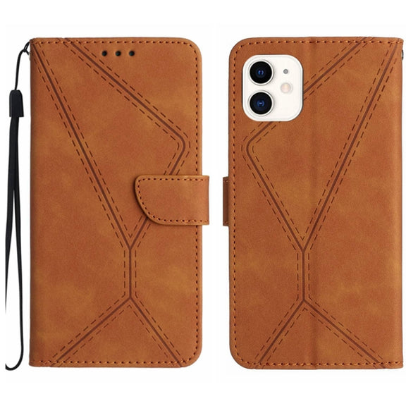 For iPhone 11 Stitching Embossed Leather Phone Case(Brown)